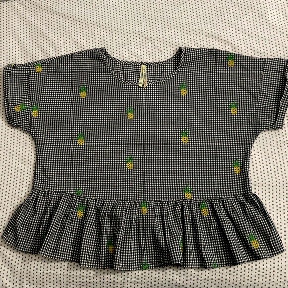 🍍Women’s Gingham Top Pineapple embroidered  Blouse 🍍. Size : M - Picture 1 of 13